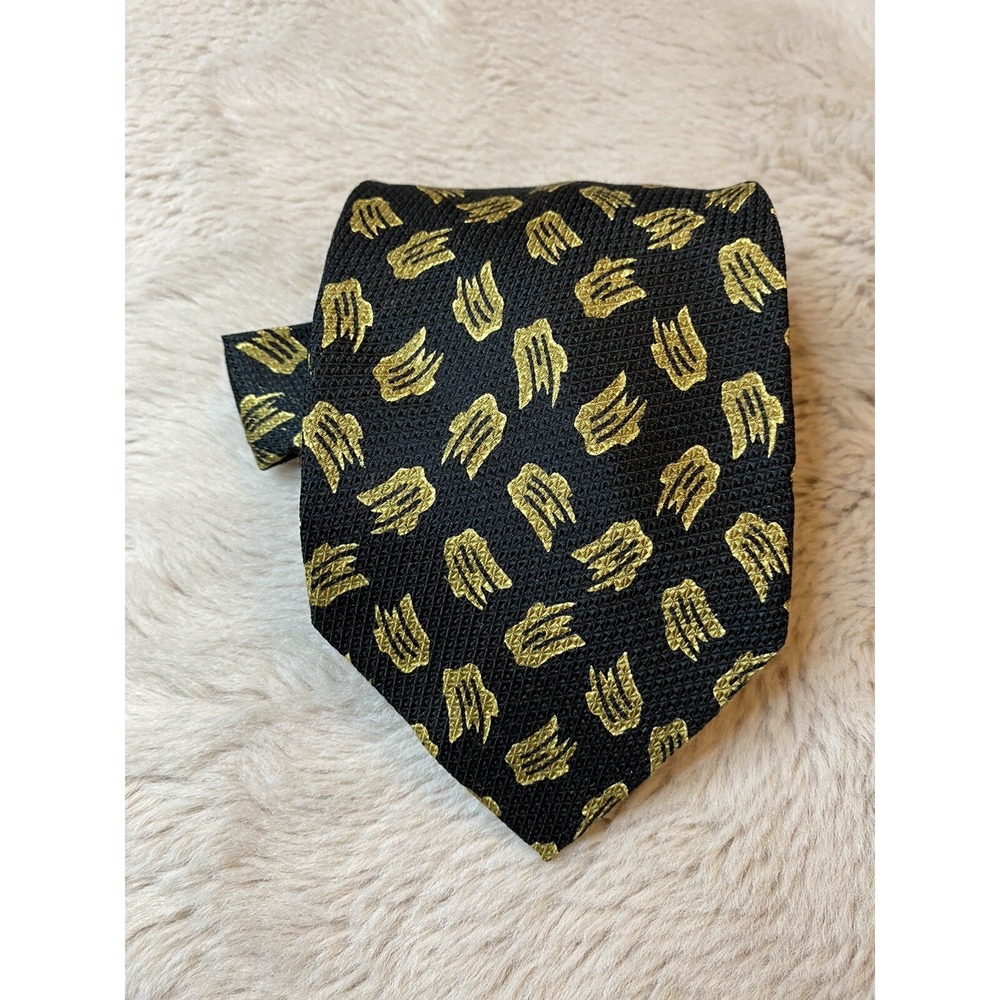 Mondo Di Marco Men's 100% Silk Multi-Color Black /Tan Abstract Handmade In Italy